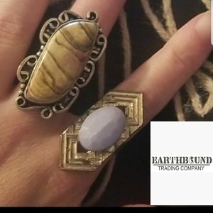Bundle distressed stone rings Lavendar & Camel